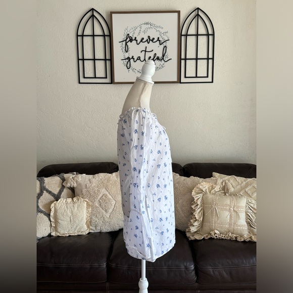 Vintage Victoria's Secret Floral White Boho Festival Cotton Dress Bell Sleeve M - Picture 4 of 14